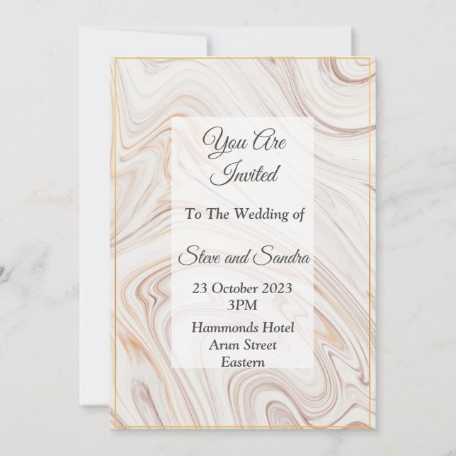 Faire-part de mariage élégant, marbré rose (Devant)