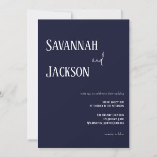 Faire-part de mariage élégant moderne Navy