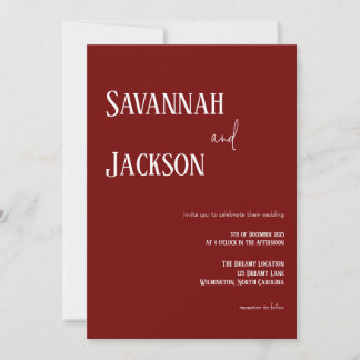 Faire-part de mariage élégant moderne rouge canneb
