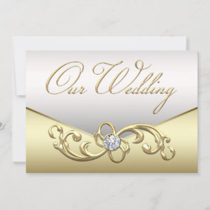 Faire-part de mariage élégant or diamant en spiral