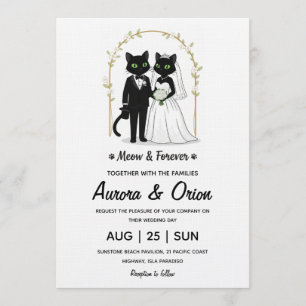 Faire-part de mariage élégant pour chat noir