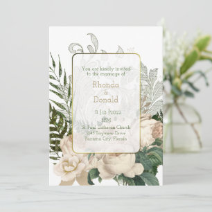 Faire-part de mariage Elégant Roses d'Ivoire