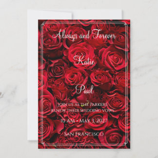 Faire-Part de Mariage Élégant Roses Rouges | Flora