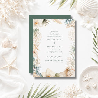 Faire-part de mariage élégant sur la plage côtière