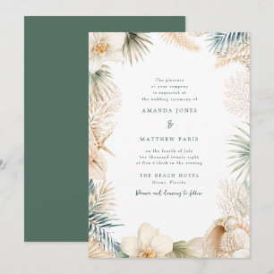 Faire-part de mariage élégant sur la plage côtière