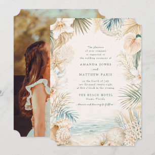 Faire-part de mariage élégant sur la plage de styl
