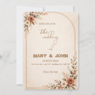 Faire-part de mariage élégant terracotta boho rust