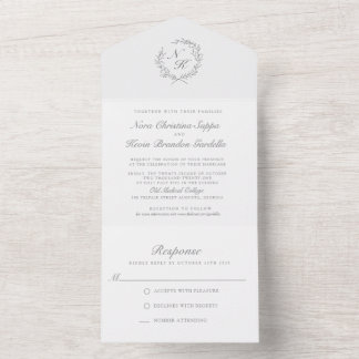 Faire-part de mariage élégant tout-en-un