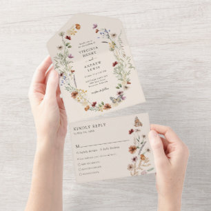 Faire-Part de Mariage Élégant Tout-en-Un