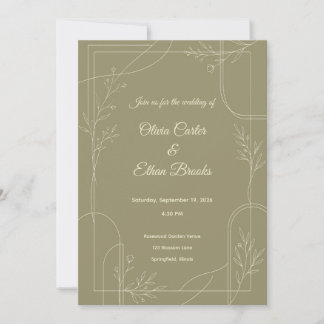 Faire-part de mariage élégant vert sauge