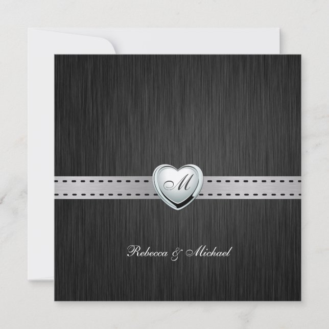 Faire-part de mariage élégant (vierge) à monogramm (Devant)
