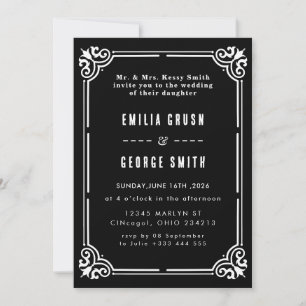 Faire-part de mariage élégant vintage