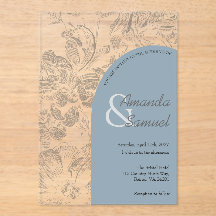 Faire-part de mariage en acrylique arqué à dessin
