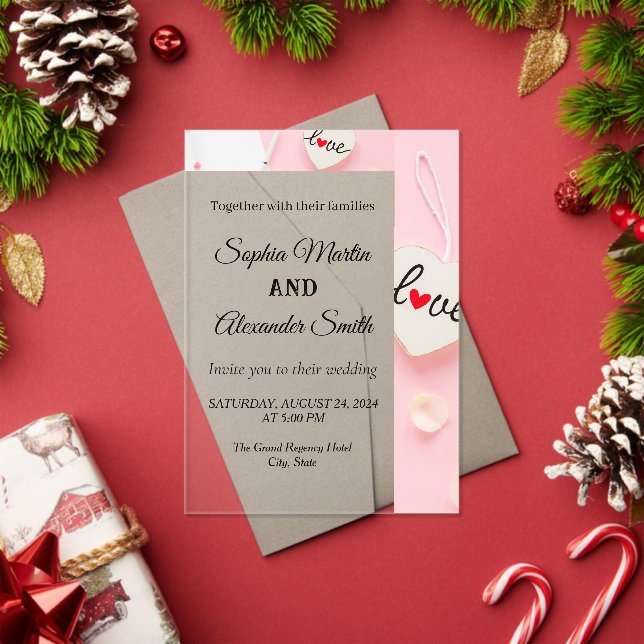 Faire-part de mariage en acrylique moderne (Insitu (vacances))