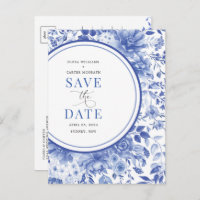 Faire-part de mariage en bleu botanique de style c