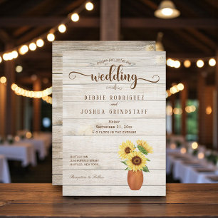Faire-part de mariage en bois avec motif floral de