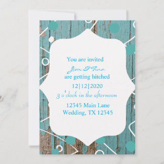 Faire-part de mariage en bois avec peinture bleue