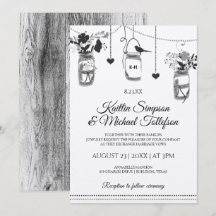 Faire-part de mariage en bois kraft rustique dans