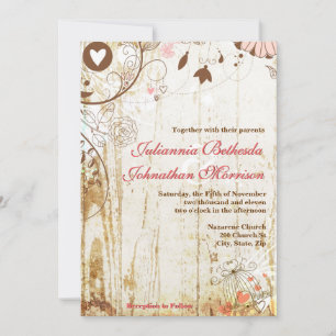 Faire-part de mariage en cage à oiseaux en bois ru