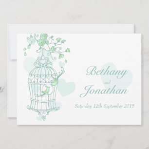Faire-part de mariage en cage ouverte aux oiseaux