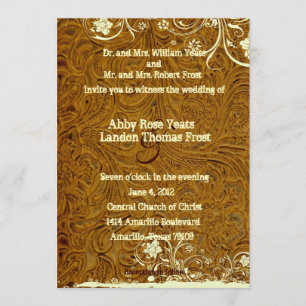 Faire-part de mariage en cuir et dentelle