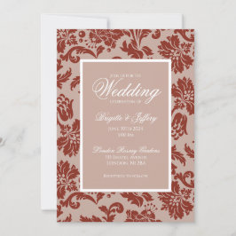 Faire-part de mariage en damas cuivré rouille