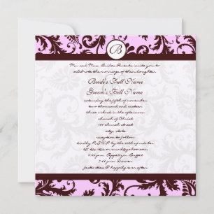 Faire-part de mariage en damas rose brun profond