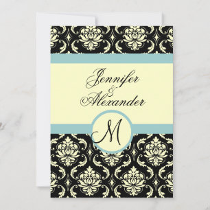 Faire-part de mariage en damasqué avec monogramme