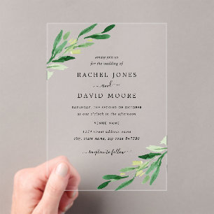 Faire-part de mariage en feuille d'acrylique clair