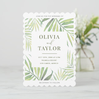 FAIRE-PART DE MARIAGE en feuille de palme d'aquare