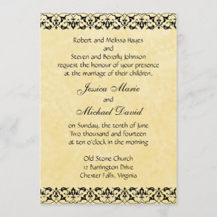 Faire-part de mariage en filigrane baroque de