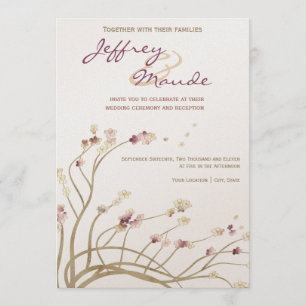 Faire-part de mariage en fleur de cerise d'or déli