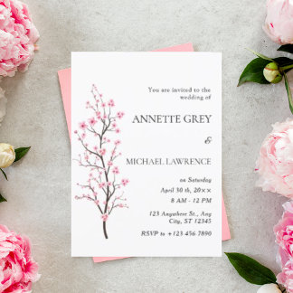 Faire-part de mariage en fleurs de cerisier printe