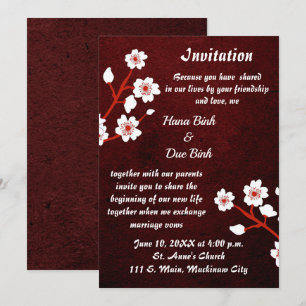 Faire-part de mariage en fleurs japonaise