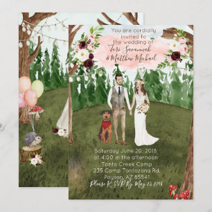 Faire-Part de Mariage en Forêt avec Chien