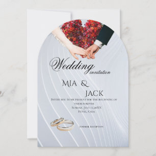 Faire-part de mariage en forme d'arche florale rom