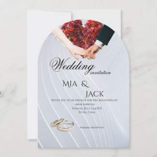 Faire-part de mariage en forme d'arche florale rom