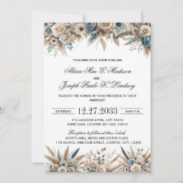 Faire-part de mariage en herbe de Pampas Boho