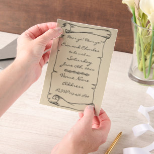 Faire-part de mariage en lin sur parchemin médiéva