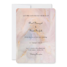Faire-part de mariage en marbre blanc et or