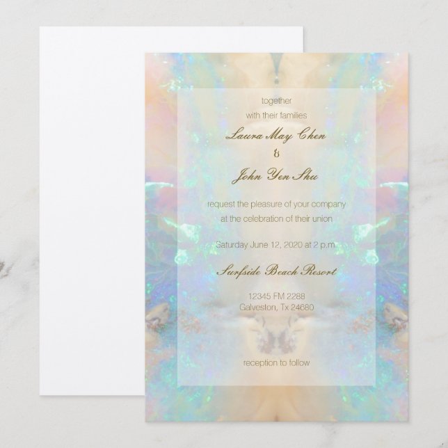 Faire-part de mariage en marbre cristal Opal Gemst (Devant / Derrière)