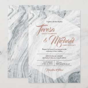 Faire-part de mariage en marbre, Faux Rosegold, Po
