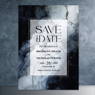 Faire-part de mariage en marbre noir et gris