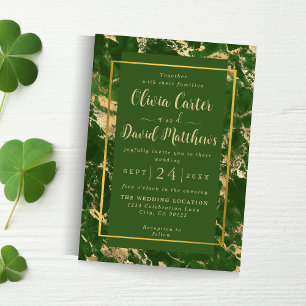 Faire-part de mariage En Marbre Vert Et Or