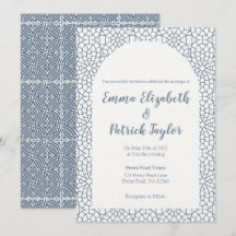 Faire-part de mariage en mosaïque bleue