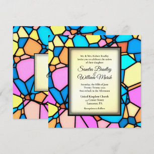 Faire-part de mariage en mosaïque de verre coupé