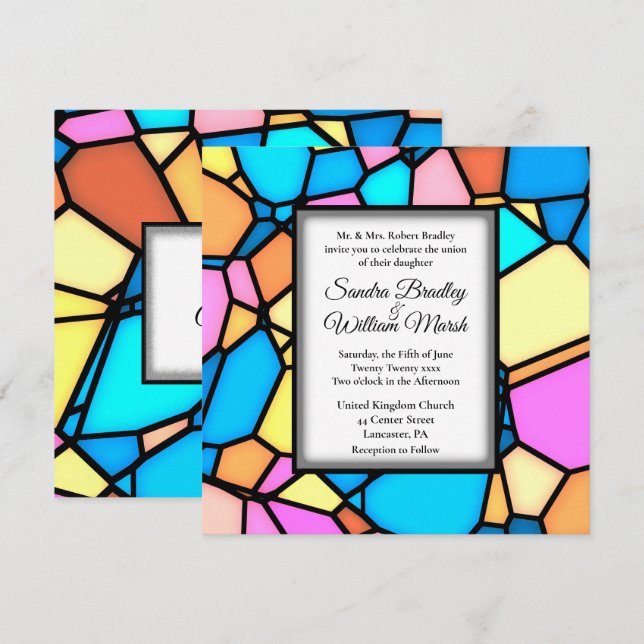 Faire-part de mariage en mosaïque de verre coupé (Devant / Derrière)