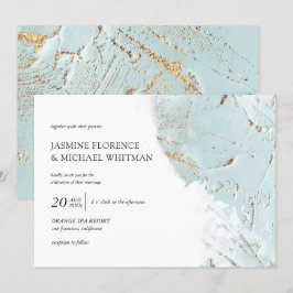 faire-part de mariage en or bleu texturé