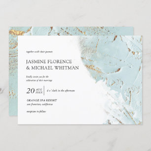 faire-part de mariage en or bleu texturé