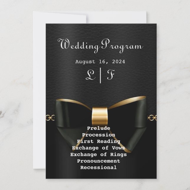 Faire-part de mariage en or et noir Tuxedo (Devant)